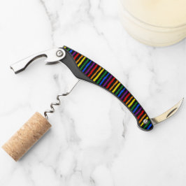 Farbenfrohe Regenbogenstreifen auf Custom Black Kellnermesser