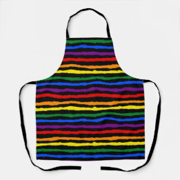 Farbenfrohe Regenbogenstreifen auf Custom Black Schürze