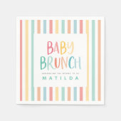 Farbenfrohe Regenbogenstreifen-Babybrunch-Einladun Serviette (Vorderseite)