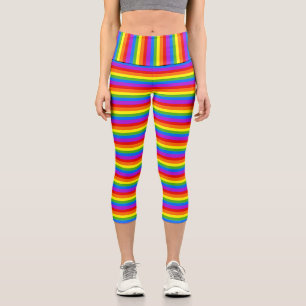 Farbenfrohe Regenbogenstreifen Capri Leggings
