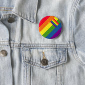 Farbenfrohe Regenbogenstreifen Feiern mit Fahne Button (Beispiel)