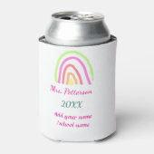 Farbenfrohe Regenbogenstreifen geben dem Lehrer de Dosenkühler (Kanne Vorderseite)