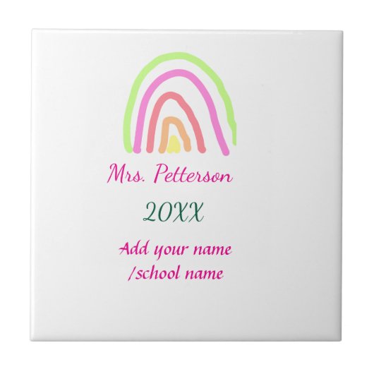Farbenfrohe Regenbogenstreifen geben dem Lehrer de Fliese (Vorderseite)