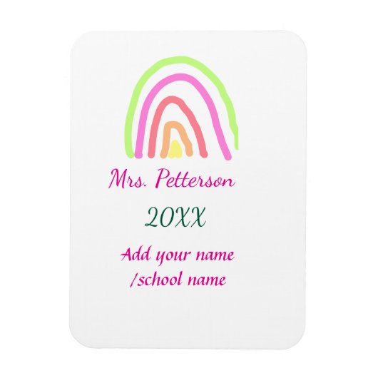 Farbenfrohe Regenbogenstreifen geben dem Lehrer de Magnet (Vertikal)