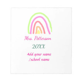 Farbenfrohe Regenbogenstreifen geben dem Lehrer de Notizblock