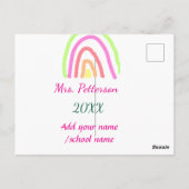 Farbenfrohe Regenbogenstreifen geben dem Lehrer de Postkarte (Rückseite)