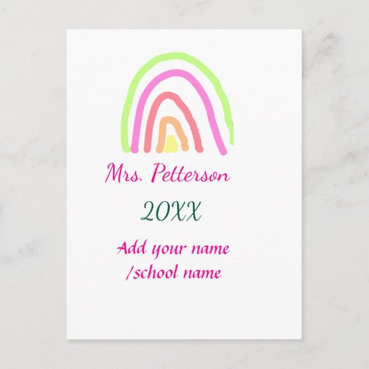 Farbenfrohe Regenbogenstreifen geben dem Lehrer de Postkarte (Vorderseite)