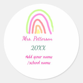 Farbenfrohe Regenbogenstreifen geben dem Lehrer de Runder Aufkleber