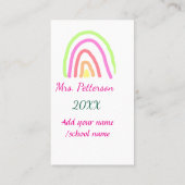 Farbenfrohe Regenbogenstreifen geben dem Lehrer de Visitenkarte (Rückseite)