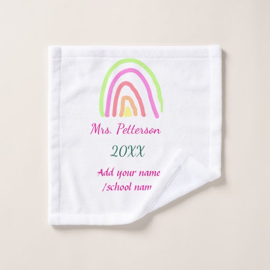 Farbenfrohe Regenbogenstreifen geben dem Lehrer de Waschlappen (Waschlappen)