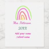 Farbenfrohe Regenbogenstreifen geben dem Lehrer de Weinetikett (Einzelnes Label)