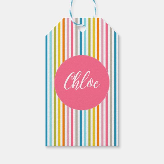 Farbenfrohe Regenbogenstreifen Geschenkanhänger (Vorderseite)