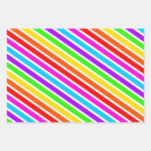 Farbenfrohe Regenbogenstreifen Geschenkpapier Set (Vorderseite)