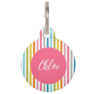 Farbenfrohe Regenbogenstreifen Haustiermarke