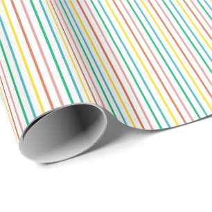 Farbenfrohe Regenbogenstreifen Kindergeburtstag Geschenkpapier