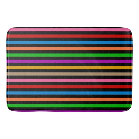 Farbenfrohe Regenbogenstreifen Linien Design - Sch Badematte (Vorderseite)