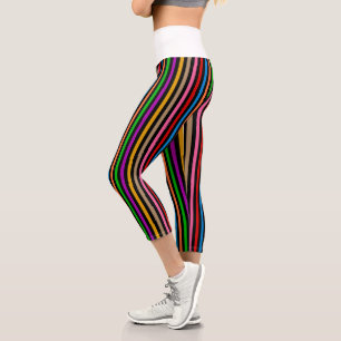 Farbenfrohe Regenbogenstreifen Linien Design - Sch Capri Leggings