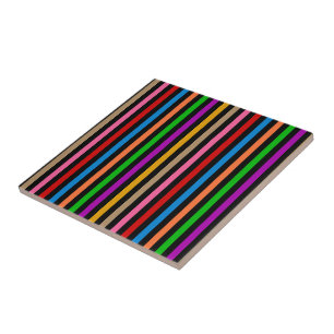 Farbenfrohe Regenbogenstreifen Linien Design - Sch Fliese