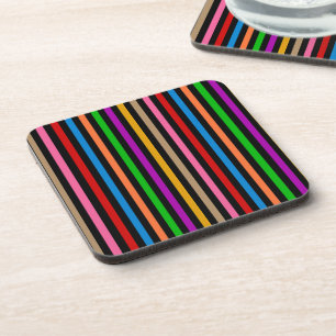 Farbenfrohe Regenbogenstreifen Linien Design - Sch Getränkeuntersetzer