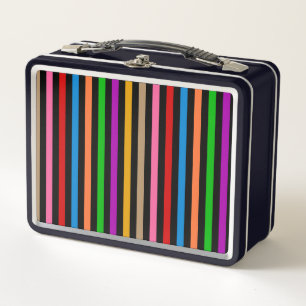 Farbenfrohe Regenbogenstreifen Linien Design - Sch Metall Brotdose