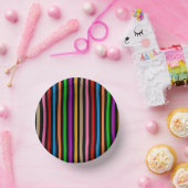 Farbenfrohe Regenbogenstreifen Linien Design - Sch Pappteller (Party)