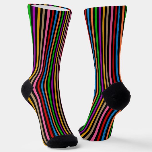 Farbenfrohe Regenbogenstreifen Linien Design - Sch Socken (Gewinkelt)