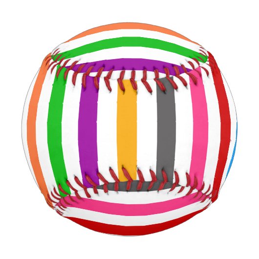 Farbenfrohe Regenbogenstreifen-Linien-Design - Wei Baseball (Vorderseite)