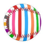Farbenfrohe Regenbogenstreifen-Linien-Design - Wei Baseball (Vorderseite Links)