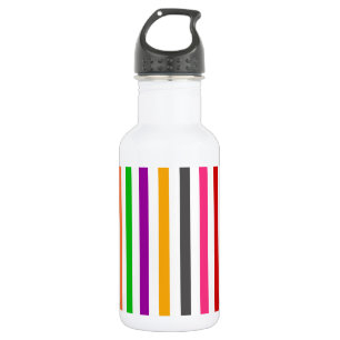 Farbenfrohe Regenbogenstreifen Linien Design - Wei Edelstahlflasche