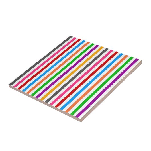Farbenfrohe Regenbogenstreifen-Linien-Design - Wei Fliese (Seite)