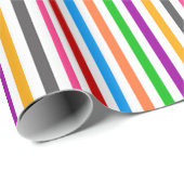 Farbenfrohe Regenbogenstreifen-Linien-Design - Wei Geschenkpapier (Rolleneckpunkt)