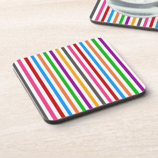 Farbenfrohe Regenbogenstreifen-Linien-Design - Wei Getränkeuntersetzer (Linke Seite)