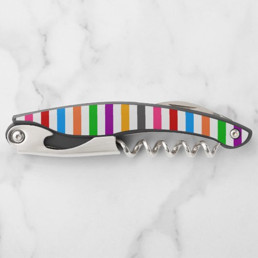 Farbenfrohe Regenbogenstreifen Linien Design - Wei Kellnermesser (Vorderseite)