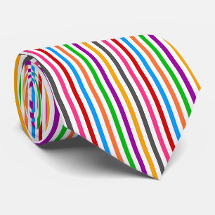 Farbenfrohe Regenbogenstreifen-Linien-Design - Wei Krawatte