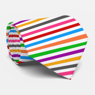 Farbenfrohe Regenbogenstreifen-Linien-Design - Wei Krawatte