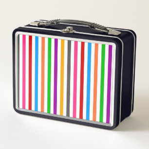Farbenfrohe Regenbogenstreifen-Linien-Design - Wei Metall Brotdose