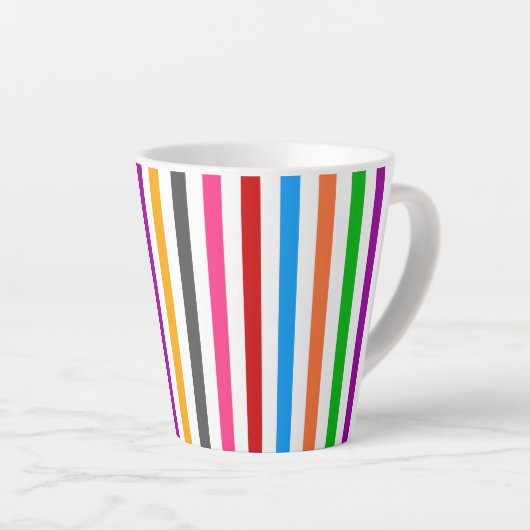 Farbenfrohe Regenbogenstreifen Linien Design - Wei Milchtasse (Rechte Ecke)
