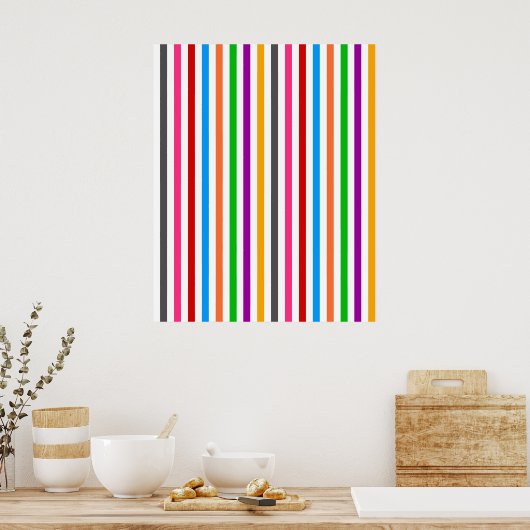 Farbenfrohe Regenbogenstreifen-Linien-Design - Wei Poster (Küche)