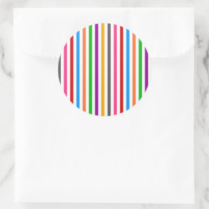Farbenfrohe Regenbogenstreifen-Linien-Design - Wei Runder Aufkleber