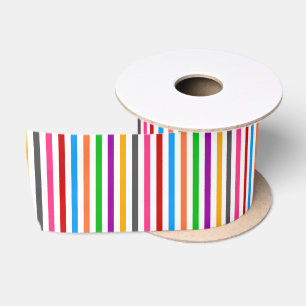 Farbenfrohe Regenbogenstreifen-Linien-Design - Wei Satinband