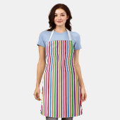 Farbenfrohe Regenbogenstreifen-Linien-Design - Wei Schürze (Getragen)