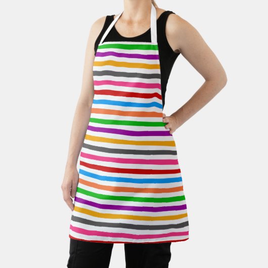 Farbenfrohe Regenbogenstreifen-Linien-Design - Wei Schürze (InSitu)