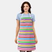 Farbenfrohe Regenbogenstreifen-Linien-Design - Wei Schürze (Getragen)