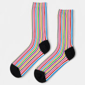 Farbenfrohe Regenbogenstreifen-Linien-Design - Wei Socken (Linkes Detail)