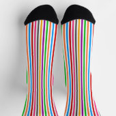 Farbenfrohe Regenbogenstreifen-Linien-Design - Wei Socken (Oben)