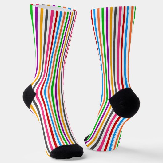 Farbenfrohe Regenbogenstreifen-Linien-Design - Wei Socken (Gewinkelt)