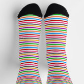 Farbenfrohe Regenbogenstreifen-Linien-Design - Wei Socken (Oben)