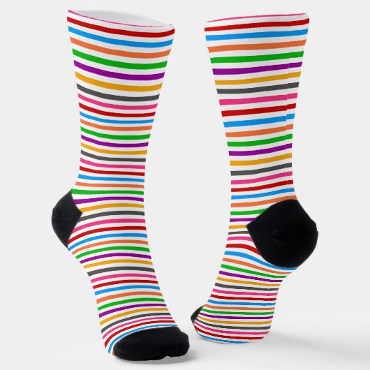 Farbenfrohe Regenbogenstreifen-Linien-Design - Wei Socken (Gewinkelt)