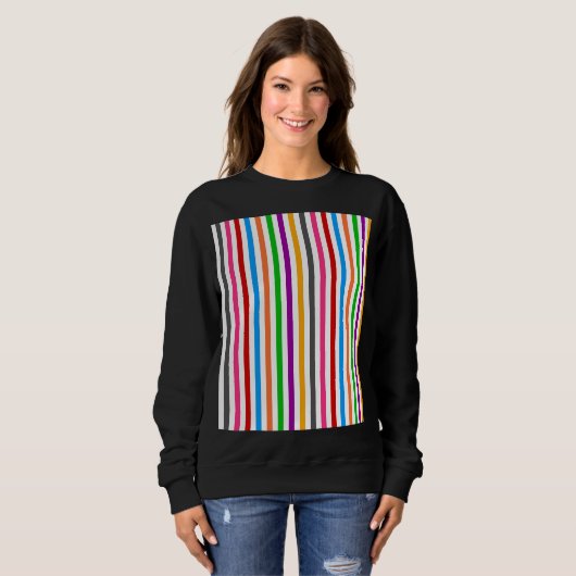 Farbenfrohe Regenbogenstreifen-Linien-Design - Wei Sweatshirt (Vorne ganz)