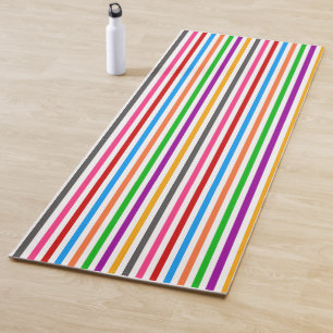 Farbenfrohe Regenbogenstreifen-Linien-Design - Wei Yogamatte